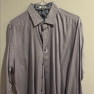 Bugatchi Gray Checkered Dress Shirt